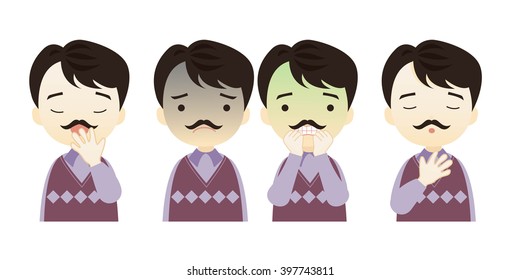 Cartoon character emotions faces on White background.- vector illustration