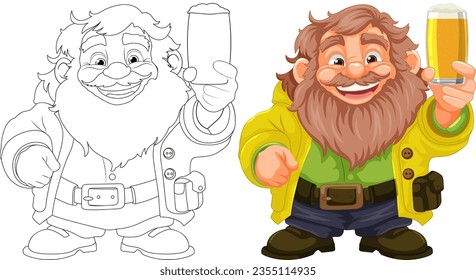 Cartoon character enjoying a pint of beer