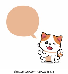 Cartoon character exotic shorthair cat with speech bubble for design.