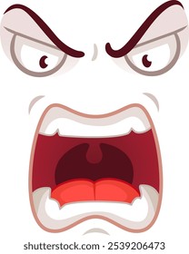 Cartoon character expressing anger, featuring furrowed brows and a wide open mouth, conveying a strong sense of frustration and rage