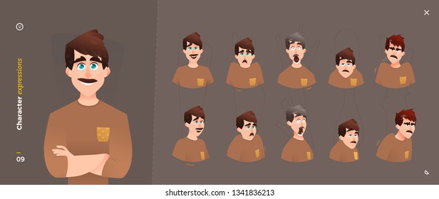 Cartoon Character Expressions. Face Emotional