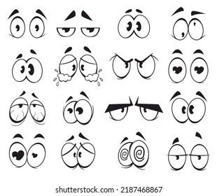 Cartoon character eye face expression comic emotion cute concept line art illustration isolated set collection. Vector design graphic element
