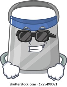 personaje de dibujos animados del escudo de la cara con gafas negras elegantes