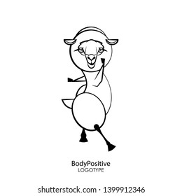 Cartoon character farm animal. Funny cute sheep stands in a pose of dance on a white background. Vector illustration. Fitness fleece. Body positive.