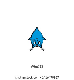 Cartoon character farm bird. Ridiculously cool chicken leaned over and looked up at his voice. Vector illustration. Who! I?