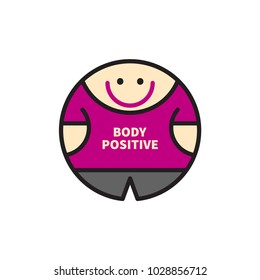 Cartoon character fat man isolated on white background. Body positive; big weight; smiling round happy man with overweight. Vector illustration