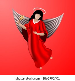 Cartoon character of a female angel holding a star stick
