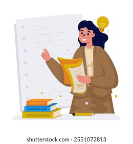 Cartoon character of female teacher giving lesson vector illustration