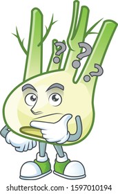 cartoon character of fennel with confuse gesture