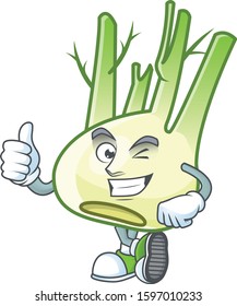 cartoon character of fennel making Thumbs up gesture