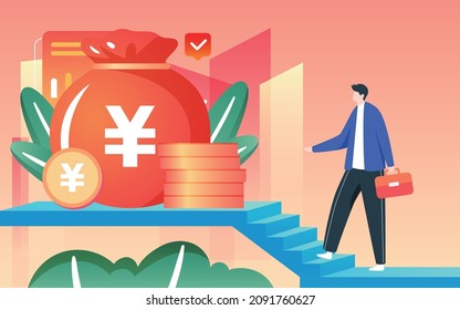 Cartoon character financial finance illustration internet business event poster