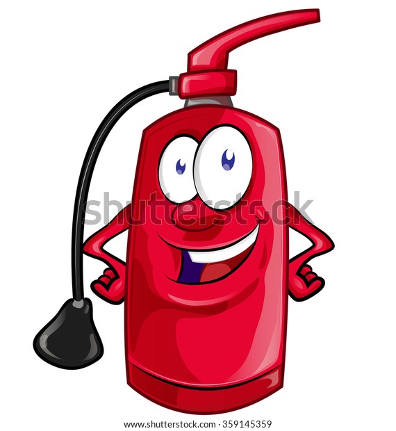 Cartoon Character Fire Extinguisher Isolated On Stock Vector (Royalty