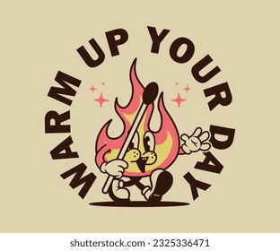 cartoon character of fire Graphic Design for T shirt Street Wear and Urban Style