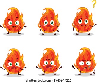 Cartoon character of fire with what expression