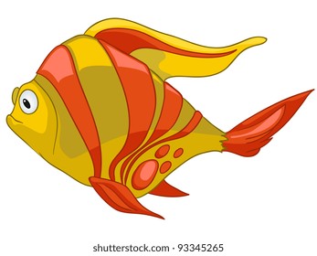 Caricatura de peces aislados en fondo blanco. Vector.