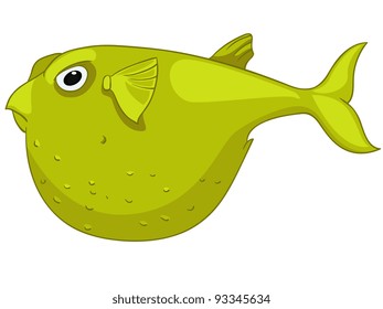 Cartoon Character Fish Isolated on White Background. Vector.