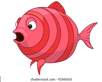 Cartoon Character Fish Isolated on White Background. Vector.