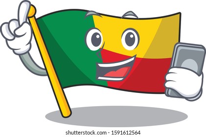 cartoon character of flag benin Scroll speaking with phone