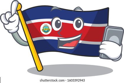 cartoon character of flag costa rica Scroll speaking with phone