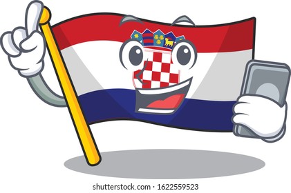 cartoon character of flag croatia Scroll speaking with phone