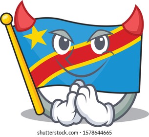 Cartoon character of flag democratic republic on a Devil gesture design