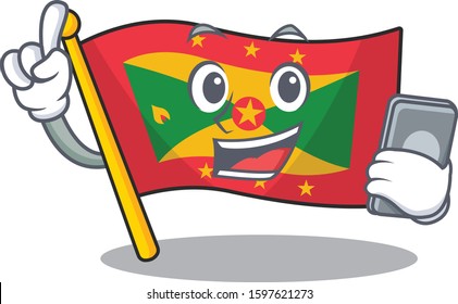 cartoon character of flag grenada Scroll speaking with phone