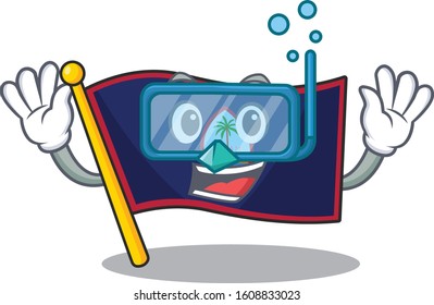 cartoon character of flag guam wearing Diving glasses