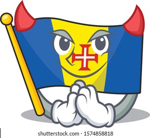 Cartoon character of flag madeira on a Devil gesture design