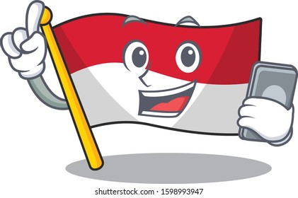 cartoon character of flag monaco Scroll speaking with phone