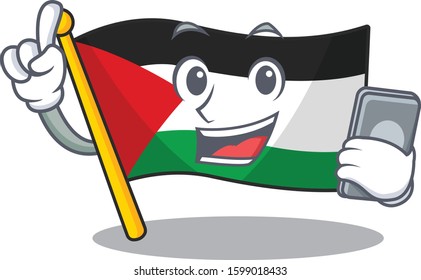 cartoon character of flag palestine Scroll speaking with phone