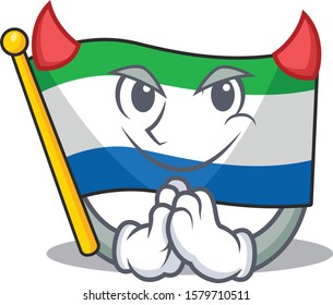Cartoon character of flag sierra leone on a Devil gesture design