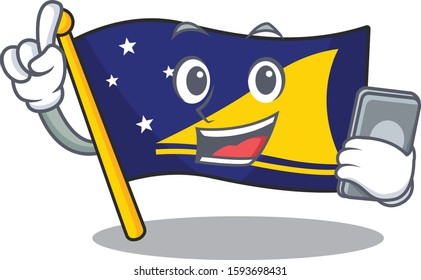 cartoon character of flag tokelau Scroll speaking with phone