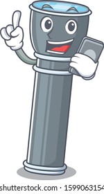 cartoon character of flashlight Scroll speaking with phone