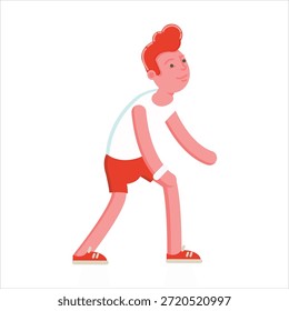 Carácter de dibujos animados Diseño plano Estilo Ejercicio Pose Ilustración, Estilo de vida activo Atleta