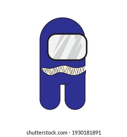 cartoon character flat with sharp teeth on white background.