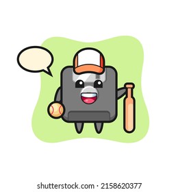 Cartoon character of floppy disk as a baseball player , cute style design for t shirt, sticker, logo element