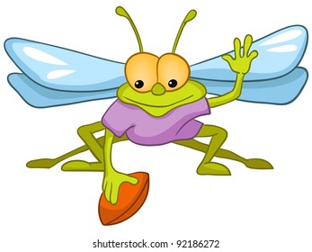 Cartoon Character Fly Isolated on White Background. Vector.