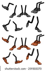 Cartoon character foots in shoes isolated on white background for comics design