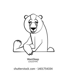 Cartoon character of a forest animal. Funny cool wild bear sits relaxed in a pose on a white background. Vector illustration. The inhabitant of taiga and tundra forests. I want to sleep.