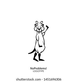 Cartoon character of a forest animal. Funny cool serious gopher with a pair of protruding teeth standing and posing with a raised paw on a background. Vector illustration. Will be done! No problems!