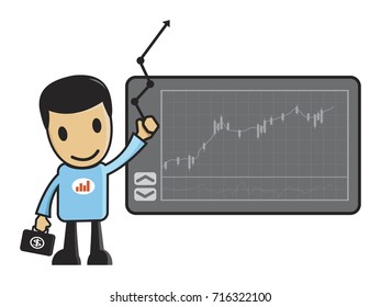 Cartoon character Forex market trading, Stock Market Investment vector illustration.