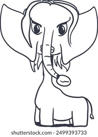 A cartoon character in the form of a female elephant.