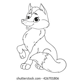 Cartoon character fox coloring book. Cute forest animal. Vector