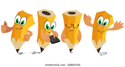  cartoon character in a free manner pencil in different poses and emotions