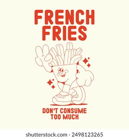 Cartoon character french fries for t shirt printing