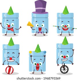 Cartoon character of fridge with various circus shows