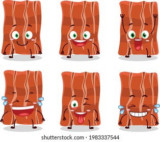 Cartoon character of fried bacon with smile expression.Vector illustration. Vector illustration