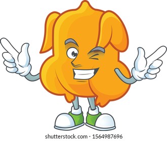 Cartoon character fried chicken with mascot wink