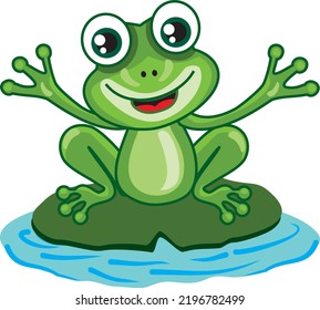 cartoon character Frog happy and funy  