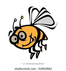 Cartoon Character of a fun bee - Vector line art